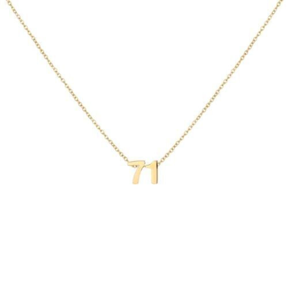 5587 18K Gold Plated Number 71 Necklace Dainty Pendant Chain Necklace